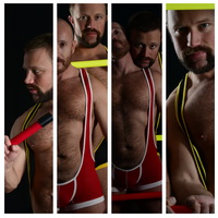 collage di foto - i grandi muscoli portano la bellezza del corpo maschile in un collage peloso